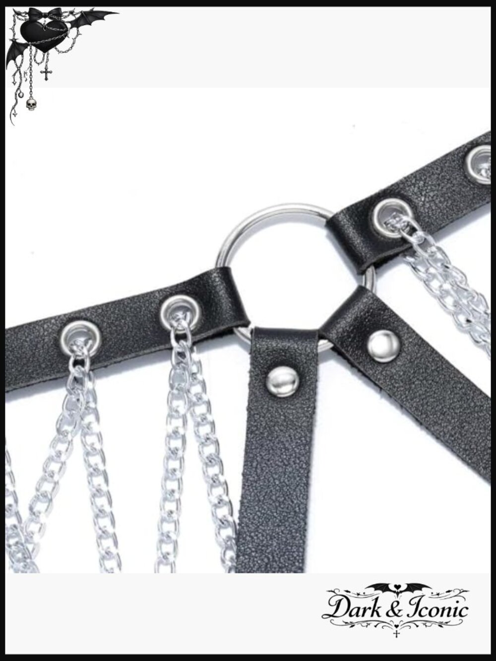 Adjustable Leather Chest Harness Body Chain Gothic Rave Accessory - Picture 4 of 7